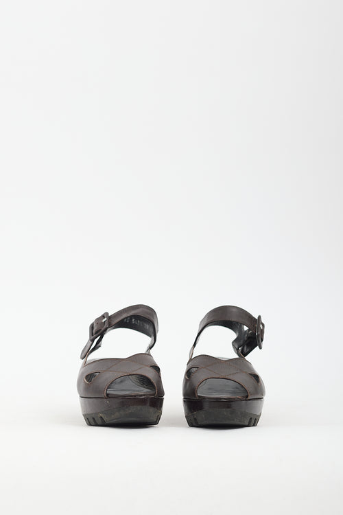 Clergerie Brown Leather Platform Sandal