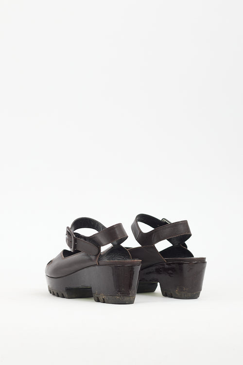 Clergerie Brown Leather Platform Sandal