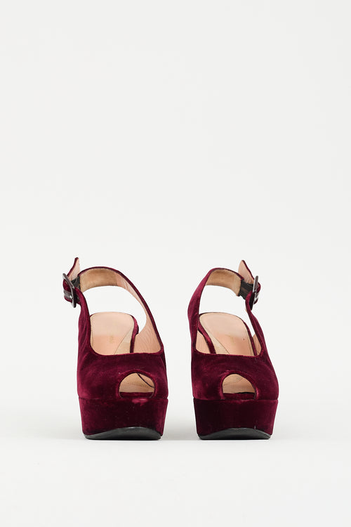 Clergerie Burgundy Velvet Dylan 9 Platform Sandal