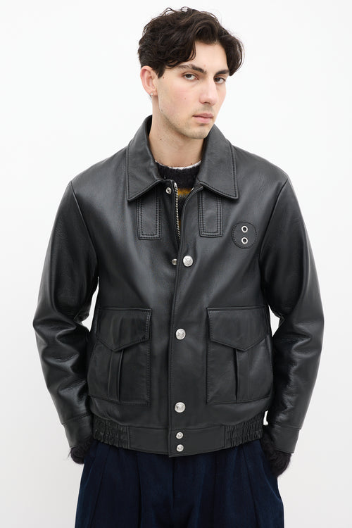 Coach Black Leather & Brown Shearling Leather Jacket