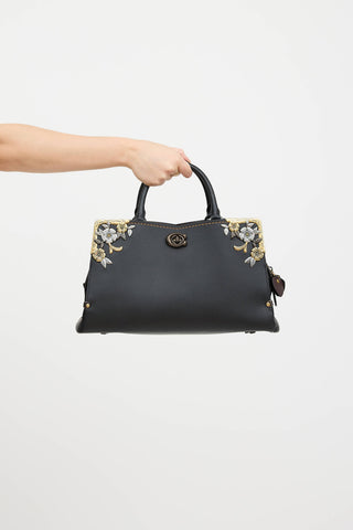 Leather Tea Rose Mason Floral Bag