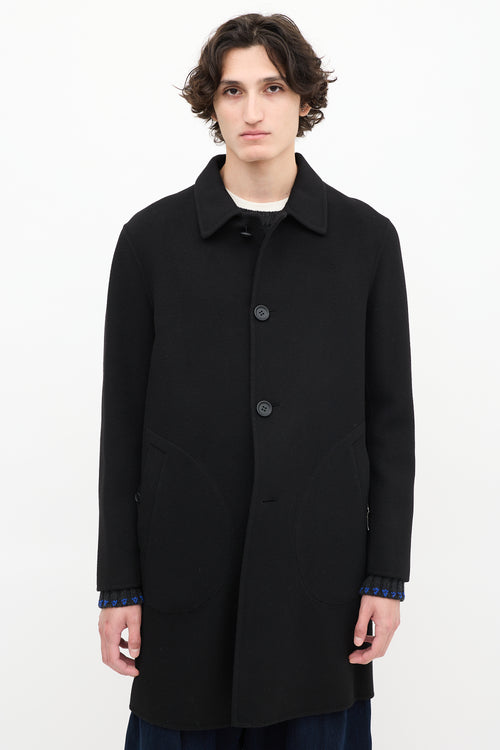 Coach Black Wool Two Pocket Mid Length Coat