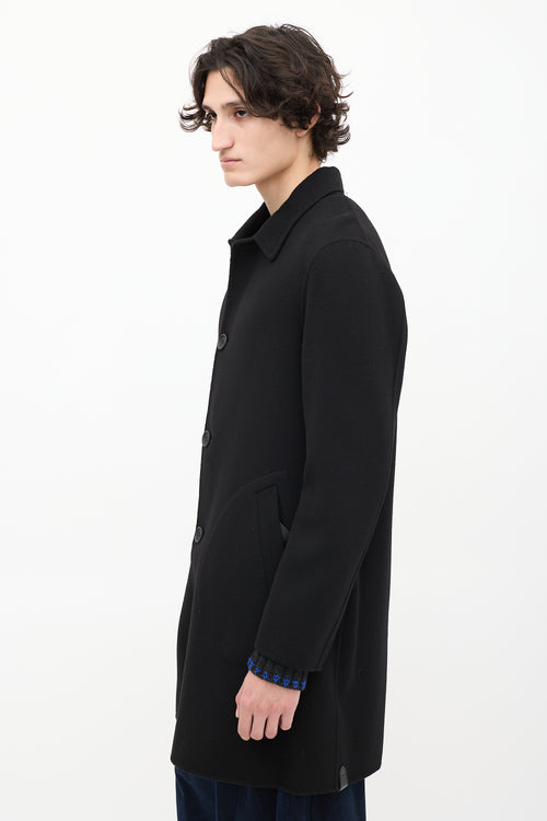 Coach Black Wool Two Pocket Mid Length Coat