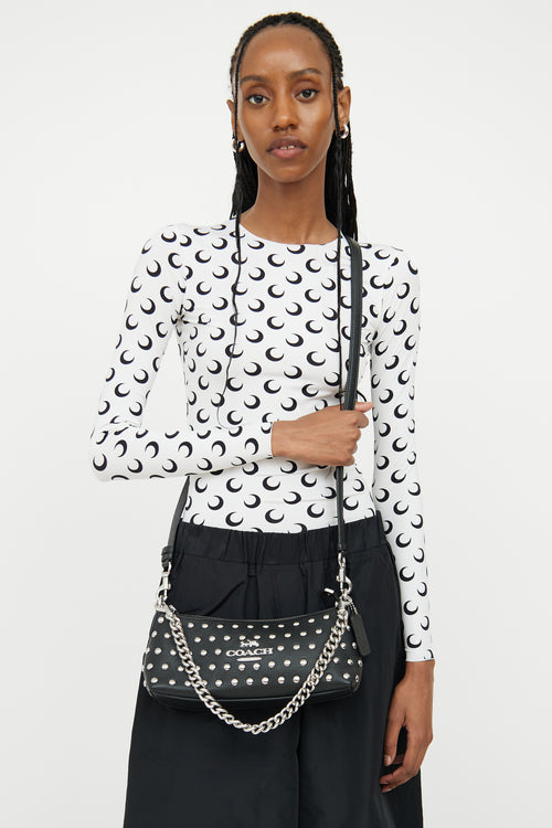 Coach Black & Silver Stud Charlotte Shoulder Bag