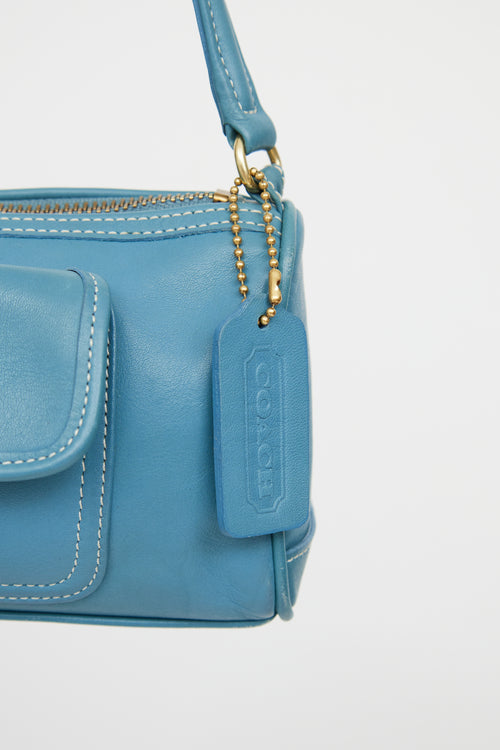 Coach Teal Leather Side Pocket Bag