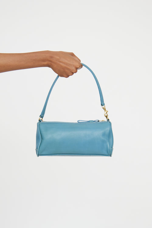 Coach Teal Leather Side Pocket Bag