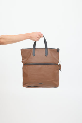 Coach Brown Leather Graham Foldover Tote Bag