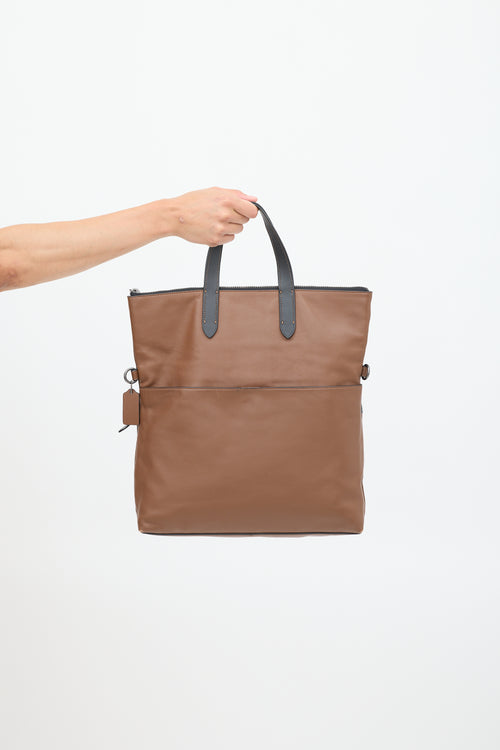 Coach Brown Leather Graham Foldover Tote Bag