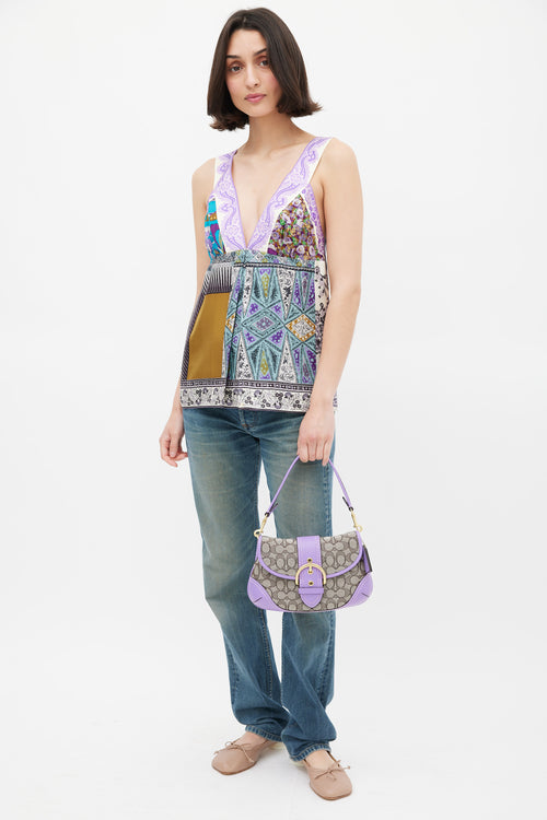 Coach Brown & Purple Monogram Jacquard Soho Bag