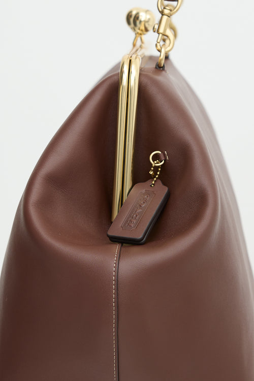 Coach Leather Large Kisslock Frame Bag