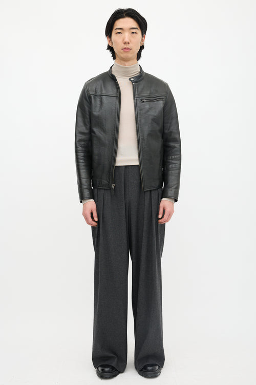 Coach Leather Stand Collar Jacket