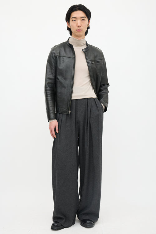 Coach Leather Stand Collar Jacket