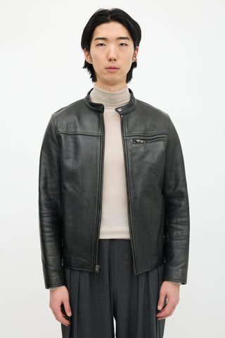 Coach Leather Stand Collar Jacket