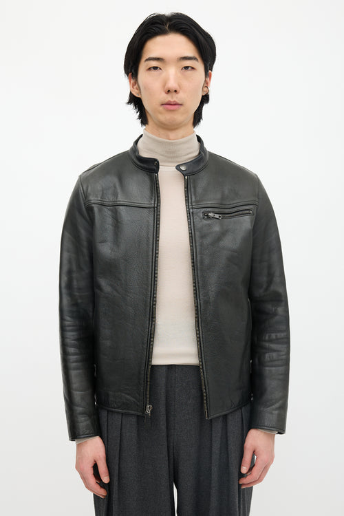 Coach Leather Stand Collar Jacket