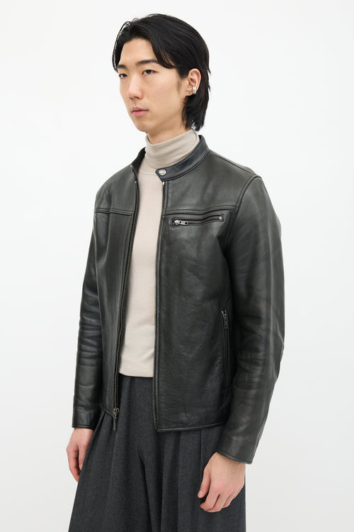 Coach Leather Stand Collar Jacket