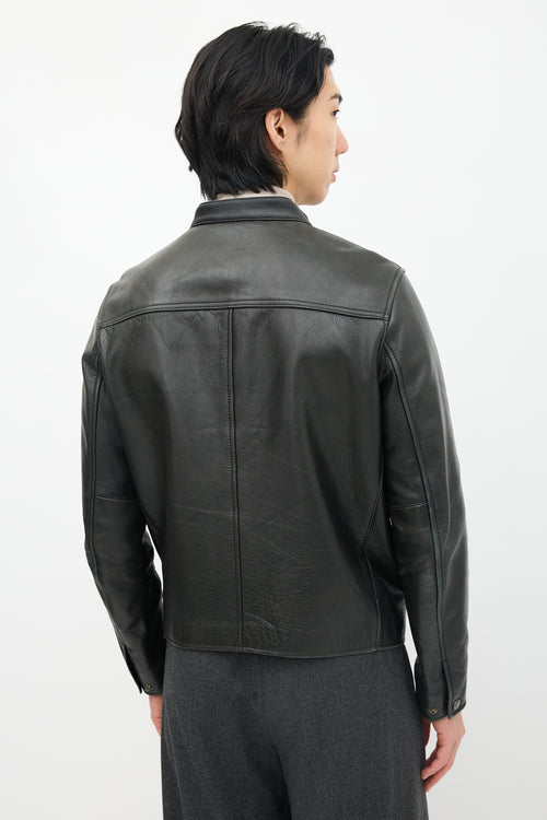 Coach Leather Stand Collar Jacket