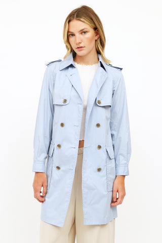 Coach Blue Button Trench Coat