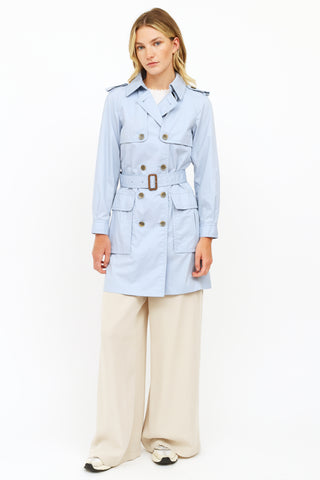 Coach Blue Button Trench Coat