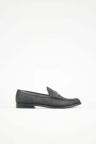 Coach Raffia & Leather Woven Jolene Loafer