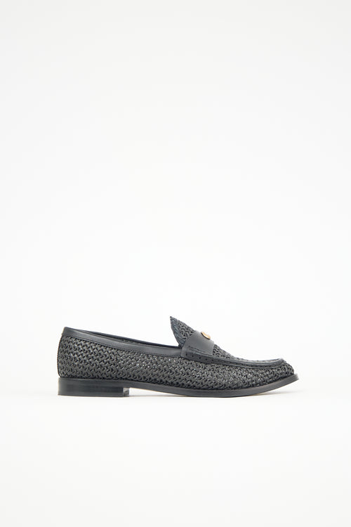 Coach Raffia & Leather Woven Jolene Loafer