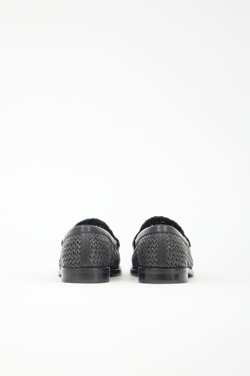 Coach Raffia & Leather Woven Jolene Loafer