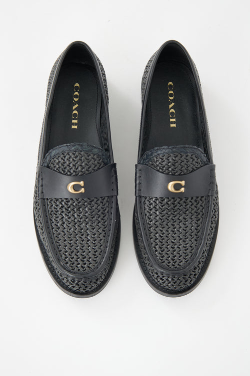 Coach Raffia & Leather Woven Jolene Loafer