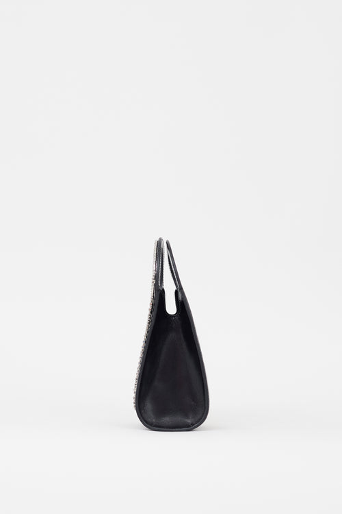 Cochains Black Leather Crystal Fringe Bag