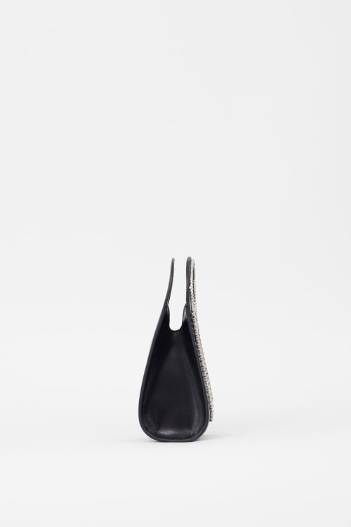Cochains Black Leather Crystal Fringe Bag