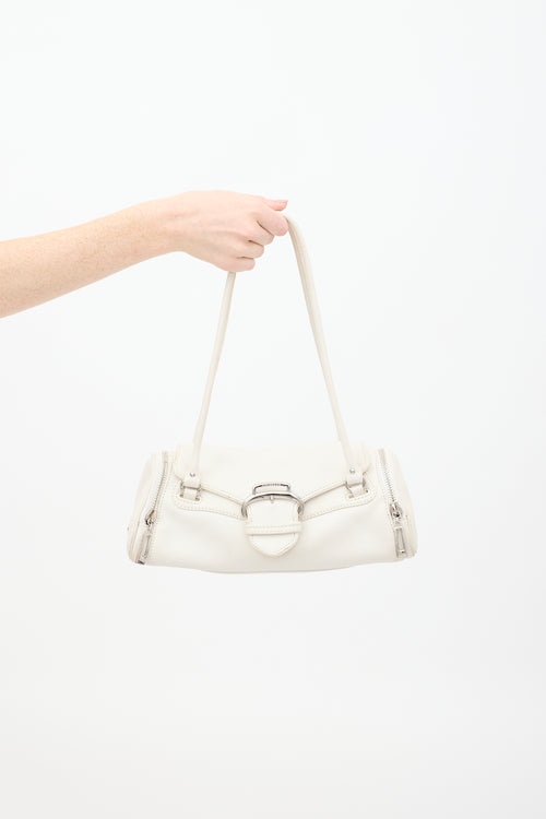 Cole Haan White Leather Alexa Barrel Bag