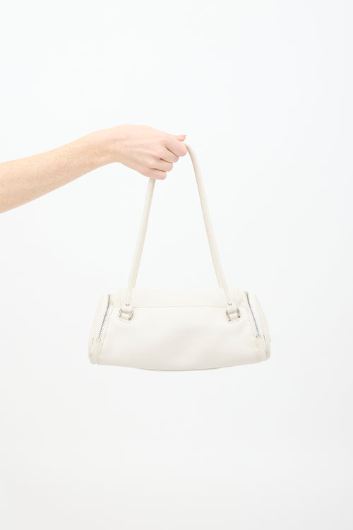 Cole Haan White Leather Alexa Barrel Bag