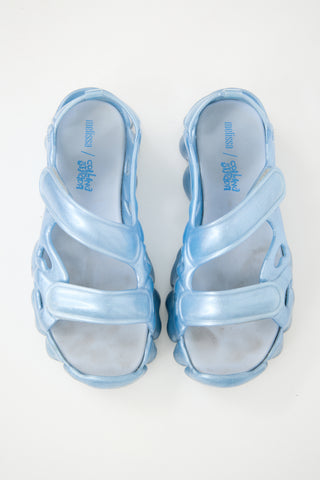 Collina Strada X Melissa Blue Rubber Puff Sandal