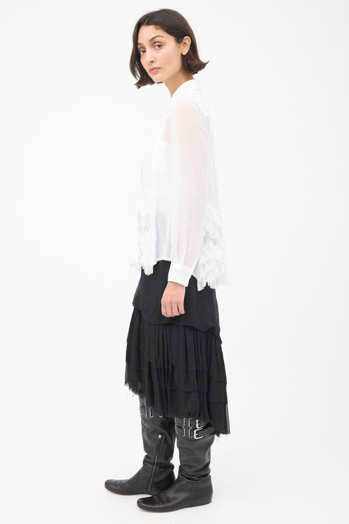 Comme des Garçons FW 2020 White Sheer Split Ruffled Shirt