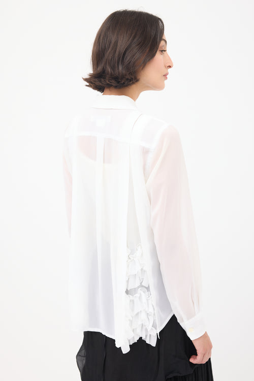 Comme des Garçons FW 2020 White Sheer Split Ruffled Shirt