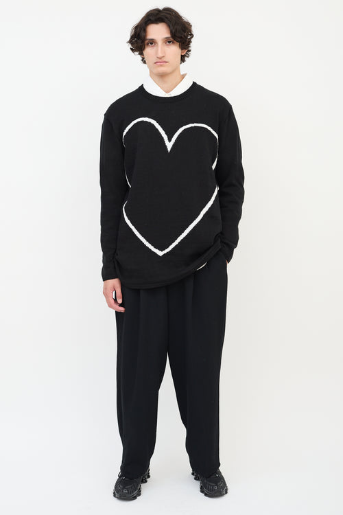 Comme des Garçons Black Black Knit Heart Intarsia Sweater