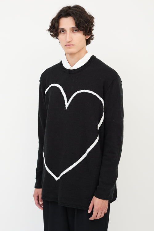 Comme des Garçons Black Black Knit Heart Intarsia Sweater