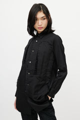 Comme des Garçons Black Cotton & Tulle Ruffle Shirt
