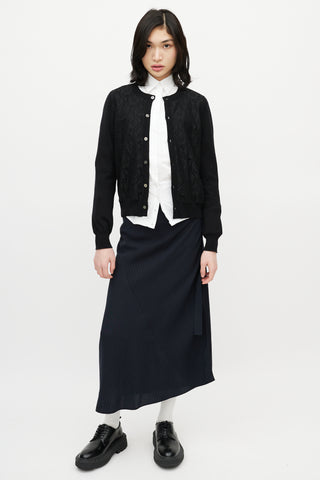 Comme des Garçons Black Knit & Lace Front Cardigan