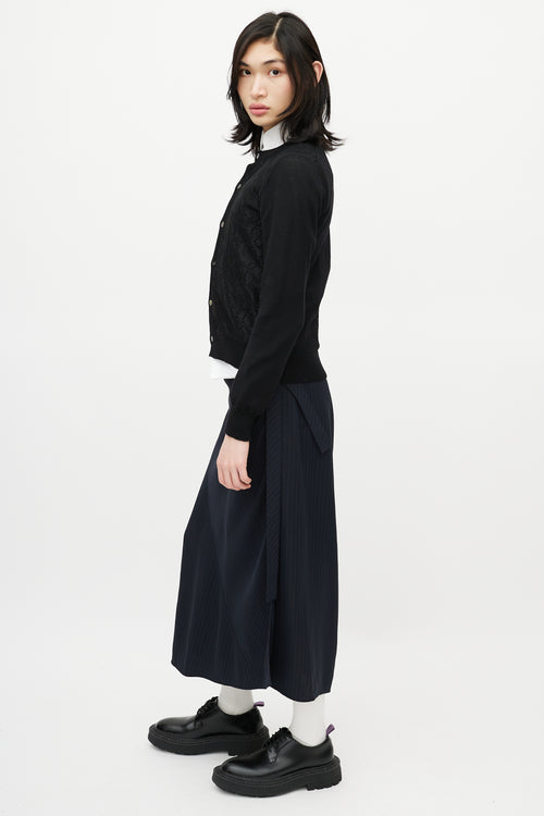 Comme des Garçons Black Knit & Lace Front Cardigan