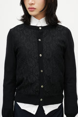 Comme des Garçons Black Knit & Lace Front Cardigan