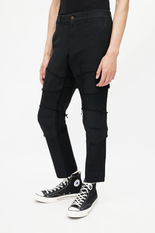 Comme des Garçons Black Panelled Distressed Trouser