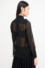Comme des Garçons Black Sheer Ruffled Blouse