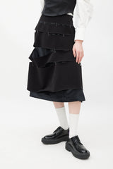 Comme des Garçons Black Tiered Safety Pin Buckle Skirt