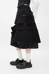 Comme des Garçons Black Tiered Safety Pin Buckle Skirt