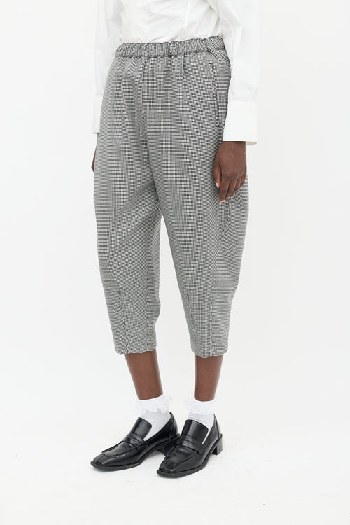 Comme des Garçons Black & White Wool Houndstooth Cropped Trouser