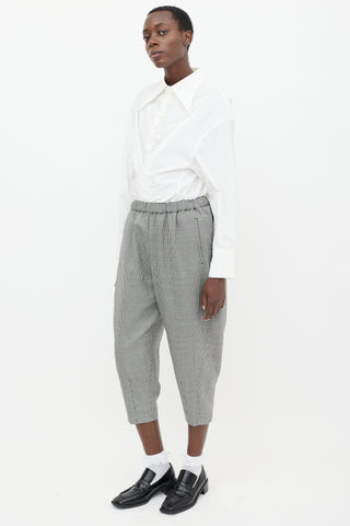 Comme des Garçons Black & White Wool Houndstooth Cropped Trouser