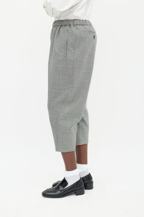 Comme des Garçons Black & White Wool Houndstooth Cropped Trouser