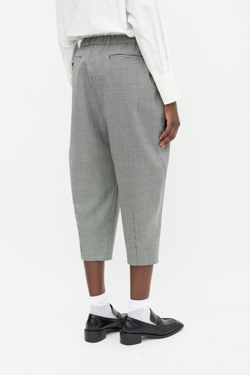 Comme des Garçons Black & White Wool Houndstooth Cropped Trouser