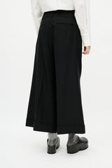 Comme des Garçons Black Wool Wide Leg Cropped Trouser