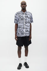 Comme des Garçons Blue & Black Graffiti Logo Shirt