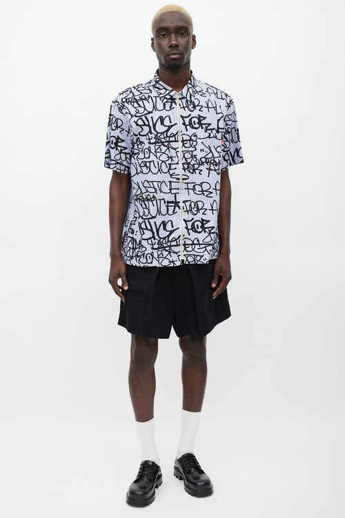 Comme des Garçons Blue & Black Graffiti Logo Shirt